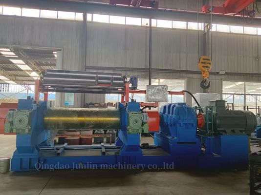 Double Shaft Open Type Two Roll Rubber Mixing Mill XK-610 With Stock Blender